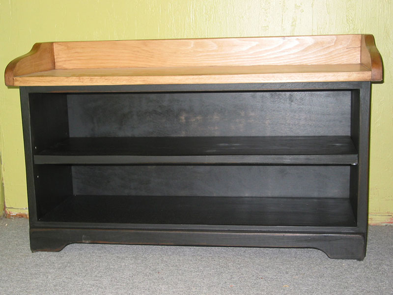 Black Shoe Bench / Entry Bench / Wooden Bench / Painted Black Wood Shoe Organizer / Hallway Shoe Bench / Rustic Bench / Mudroom Bench