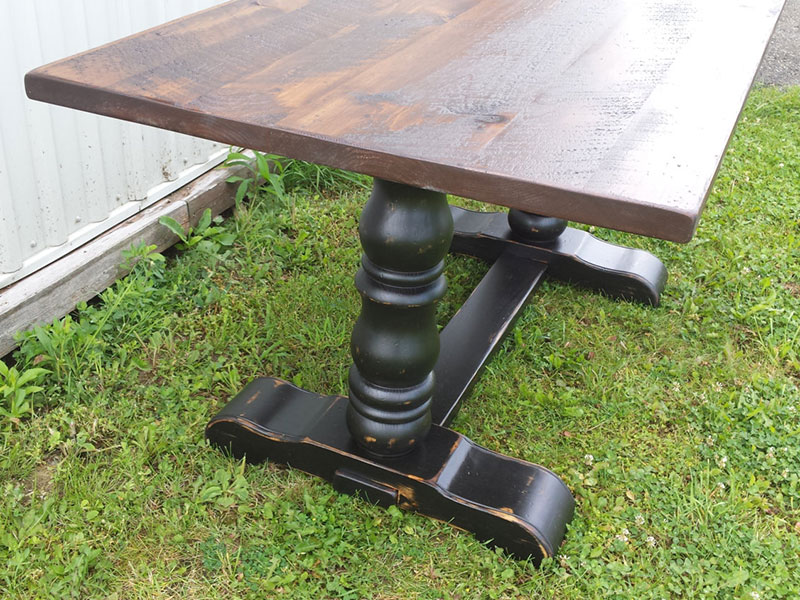 Rough Lumber Trestle Table - Cottage Dining Table / Rustic Table / Reclaim Lumber Table / Double Pedestal Table